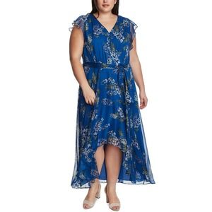 Vince Camuto Plus Size Floral Print High Lo Dusk Blue - Size 18W - NWT $165